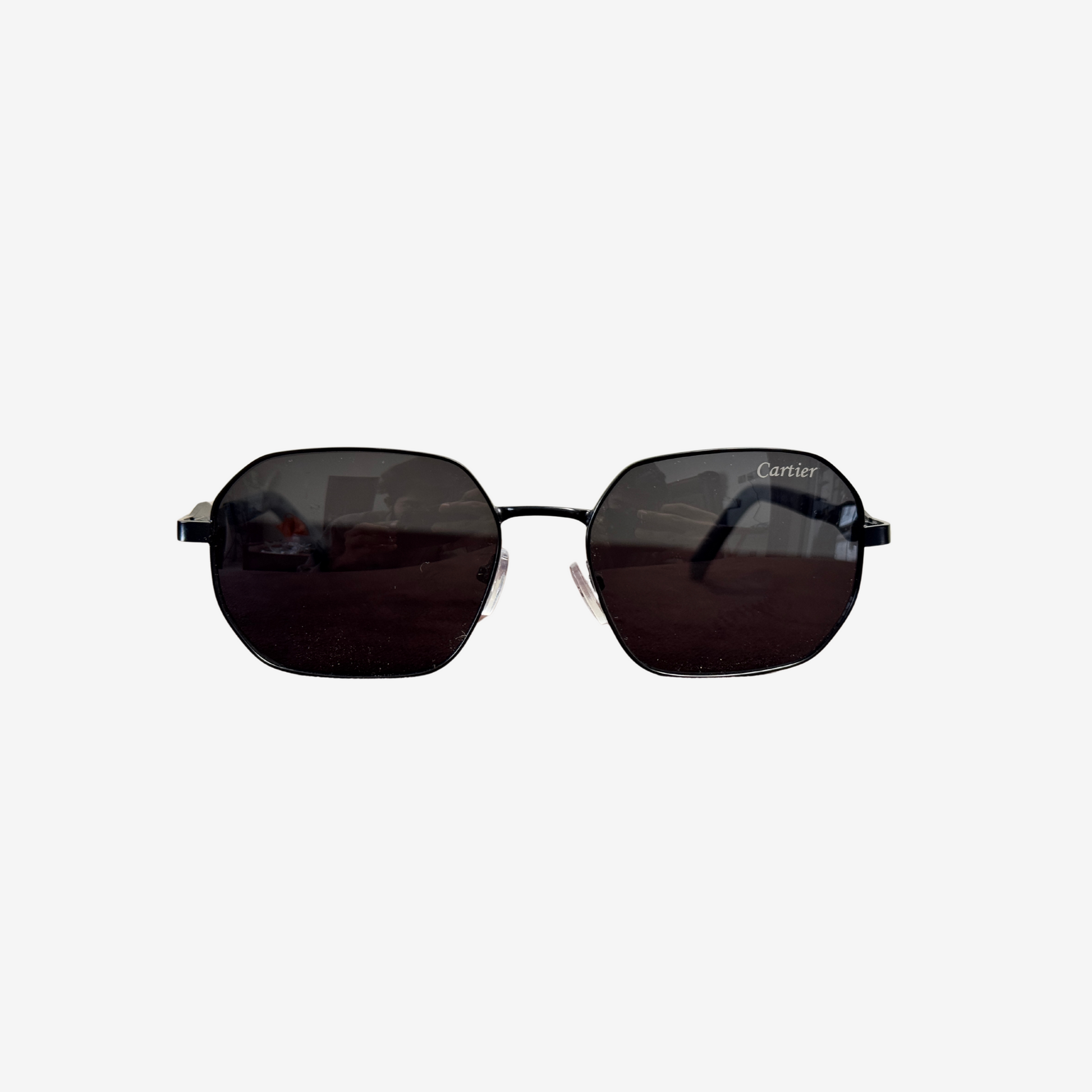 black glasses